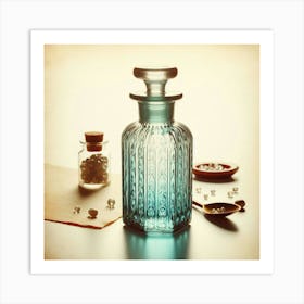 Blue Glass Bottle Art Print