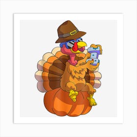 Thanksgiving Turkey Gamer Kids Boys Men Turkey Day Art Print