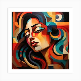 Abstract Shapes Mexican Woman 04 Art Print