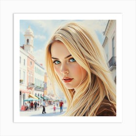 Girl With Blue Eyes Art Print