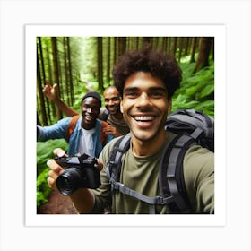 A Travel Vlogger’s Journey Through the Lush Green Forest of Norway Art Print