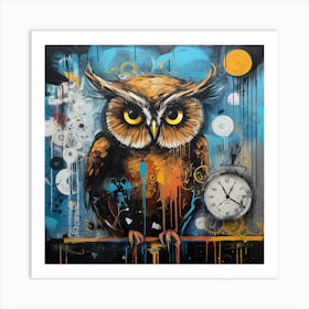 Owl Clock 1 Art Print