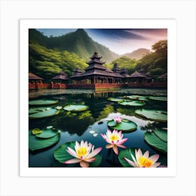 Lotus Pond 3 Art Print