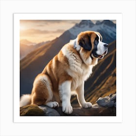 St Bernard Dog 85 Art Print