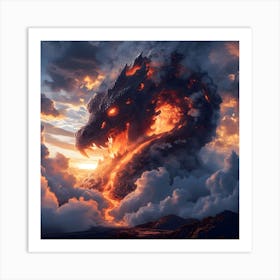 Volcanic Dragon Eruption Art Print