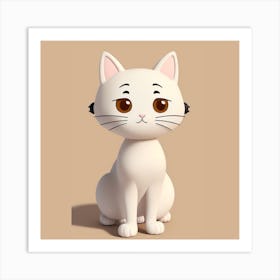 White Cat With Brown Eyes Art Print