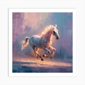 White Horse Running Art Print