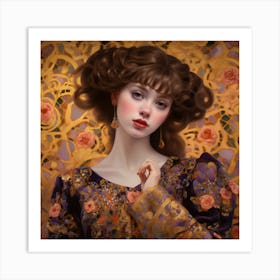 Girl With Roses 1 Art Print