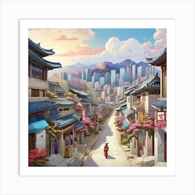 Korean City Art Print