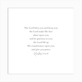 The Lord Bless You And Keep You Numbers 6 Square Art Print