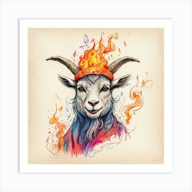 Goat In Flames 10 Art Print