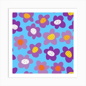 Abstract Purple Flowers Art Print