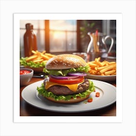 Hamburger And Fries 28 Art Print