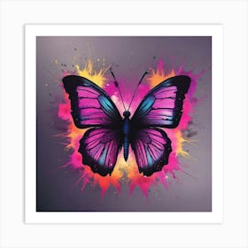 Butterfly With Paint Splashes 17 Art Print