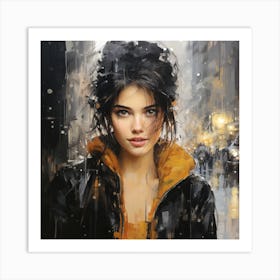 Girl In The Rain Art Print