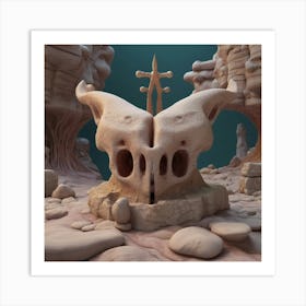 Horned Bull Skull Art Print