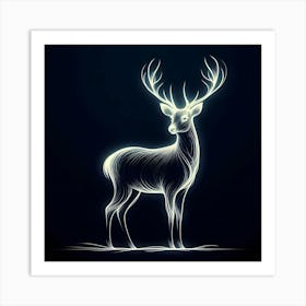 Deer On A Dark Background Art Print