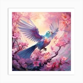 Bird In Cherry Blossoms Art Print