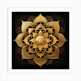 Golden Lotus Flower 2 Art Print