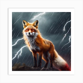 Fox In The Storm Art Print