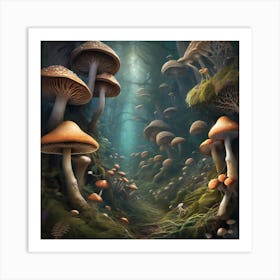 Blue light forest Art Print