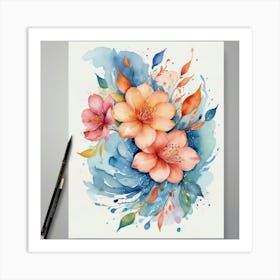 Watercolor Flower Painting Art Print