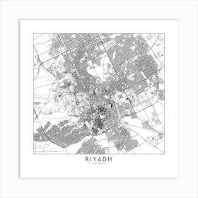 Riyadh White Map Square Art Print