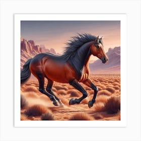 Horse Running In The Desert 1 Art Print