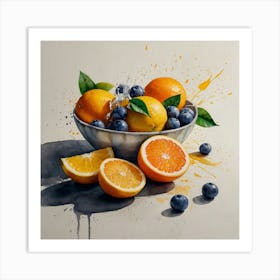 Oranges And Blueberries Art Print