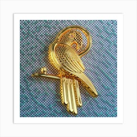 Gold Parrot Brooch Art Print