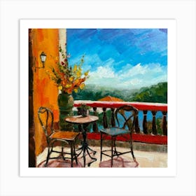 Balcony View table and chairs Art Print