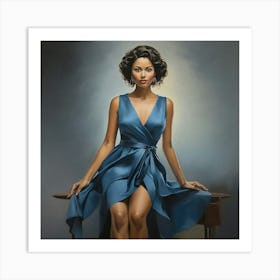 Woman In Blue Dress Art Print 0 Art Print