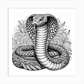 Line Art cobra 1 Art Print