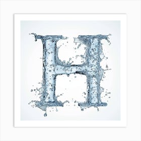 Water Splash Letter H Art Print