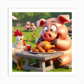 Pigs And Chickens Art Print