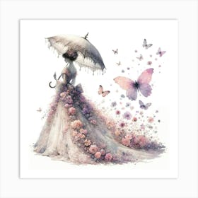 Lady With An Umbrella Art Print