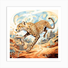 Cheetah In The City Art Print