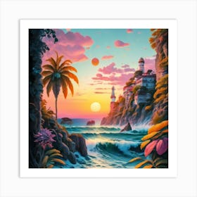 Sunset At The Beach Art Print