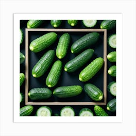 Cucumbers In A Wooden Frame Art Print