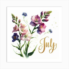 Larkspur - July Birth Flower 1 Art Print