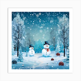 Snowman In The Snow 6 Art Print