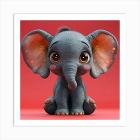 Cute Baby Elephant Art Print