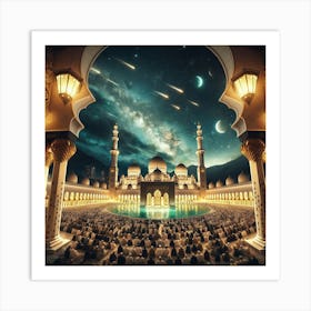 Islamic Mosque At Night 7 Art Print