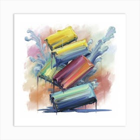 A group of paintings falling on top of each other 10 Art Print