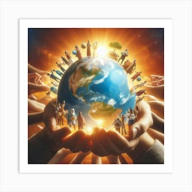 People Holding The Earth Art Print