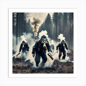 Gas Masks In The Forest 11 Art Print