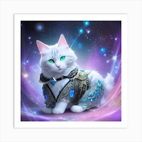 White Cat With Green Eyes Art Print