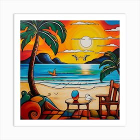 Sunset At The Beach 16 Art Print