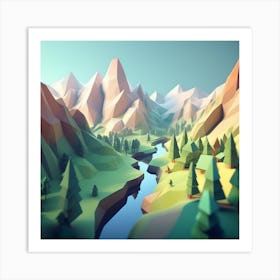 Low Poly Landscape 4 Art Print