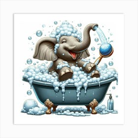 Elephant Bathing Art Print